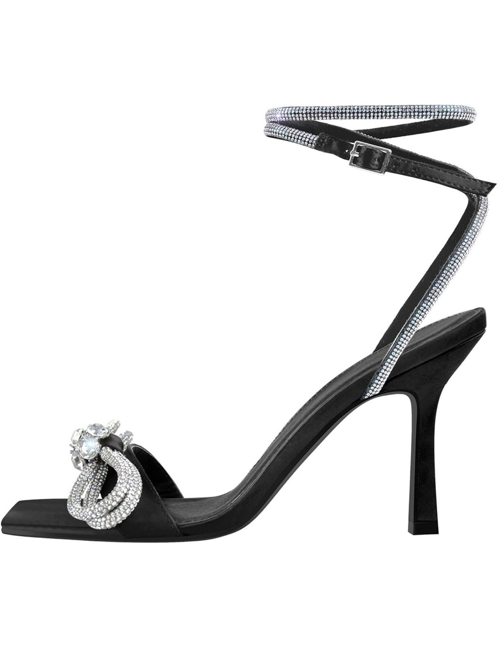 Yolkomo Women's Rhinestone Lace Up Ankle High Stiletto Heels Sandals - Picture 2 of 3